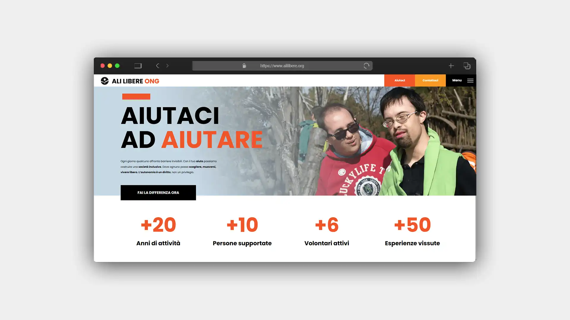 Anteprima della homepage del sito AliLibere.org su monitor desktop