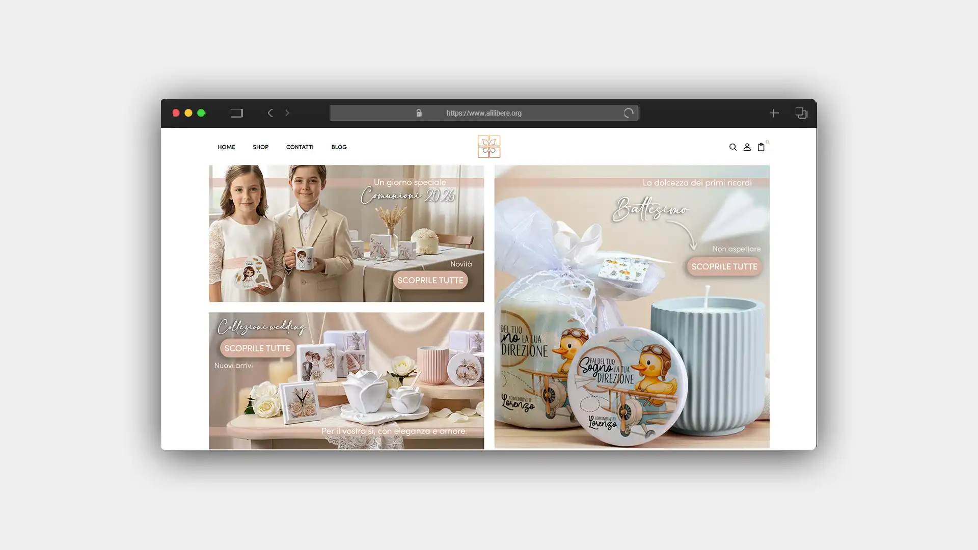 Anteprima della homepage del sito LeBombon.it su monitor desktop