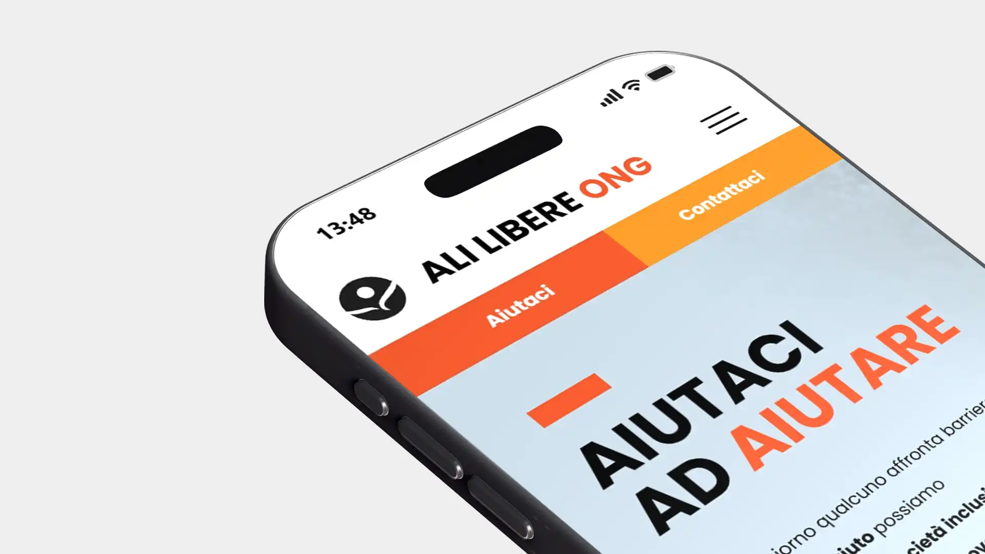 Visualizzazione della homepage del sito AliLibere.org su dispositivo mobile