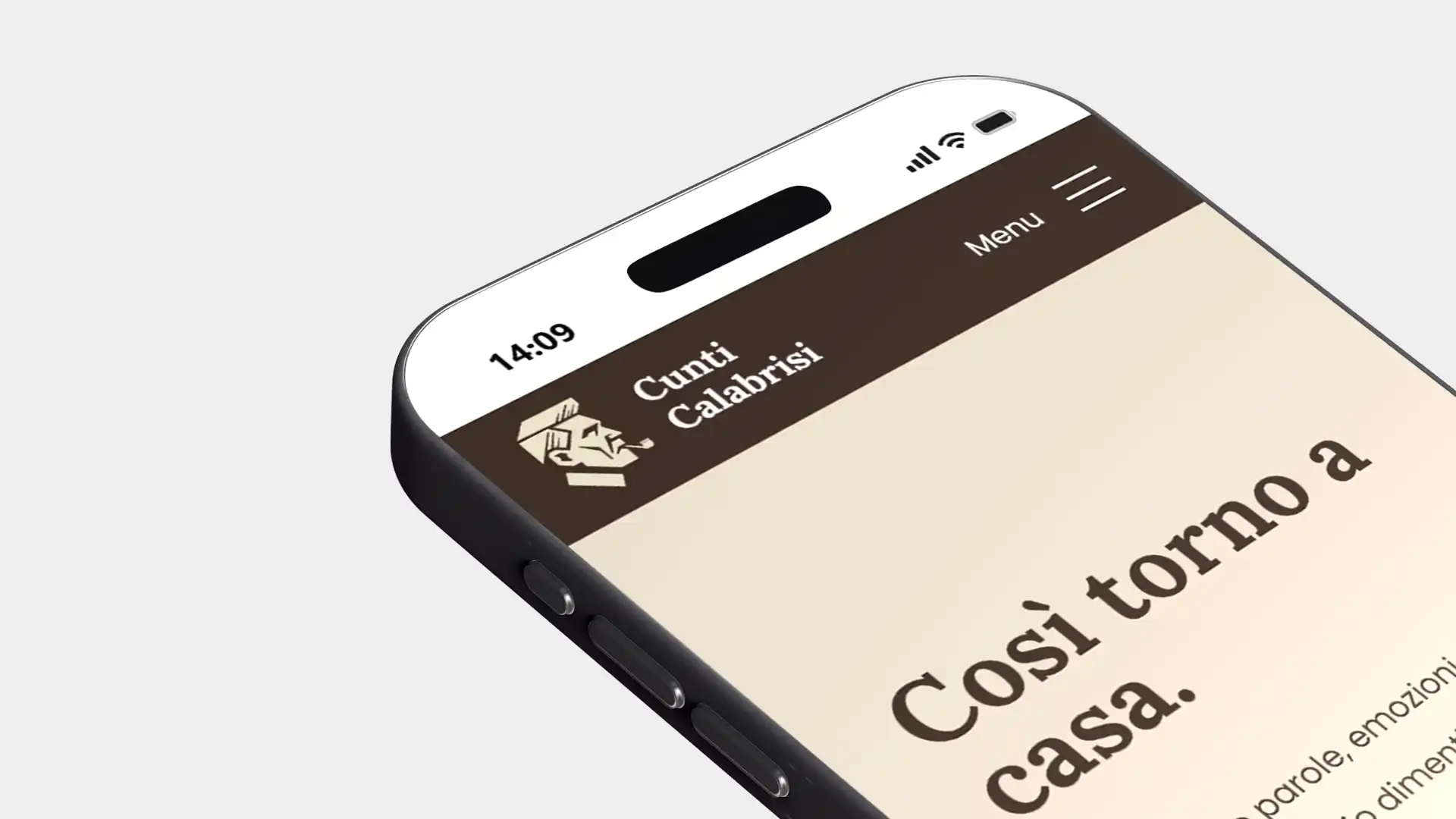 Anteprima della homepage del sito CuntiCalabrisi.it su dispositivo mobile