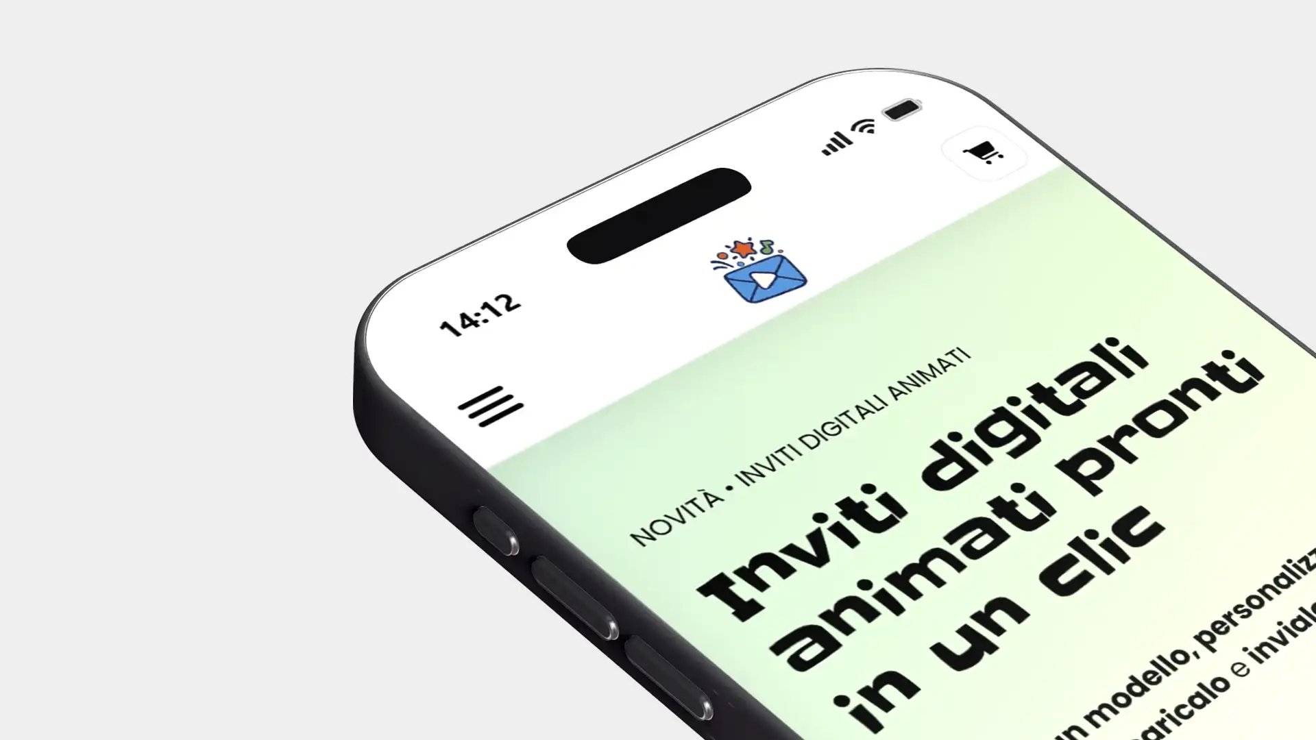 Anteprima della homepage del sito InvitiAnimati.it da mobile