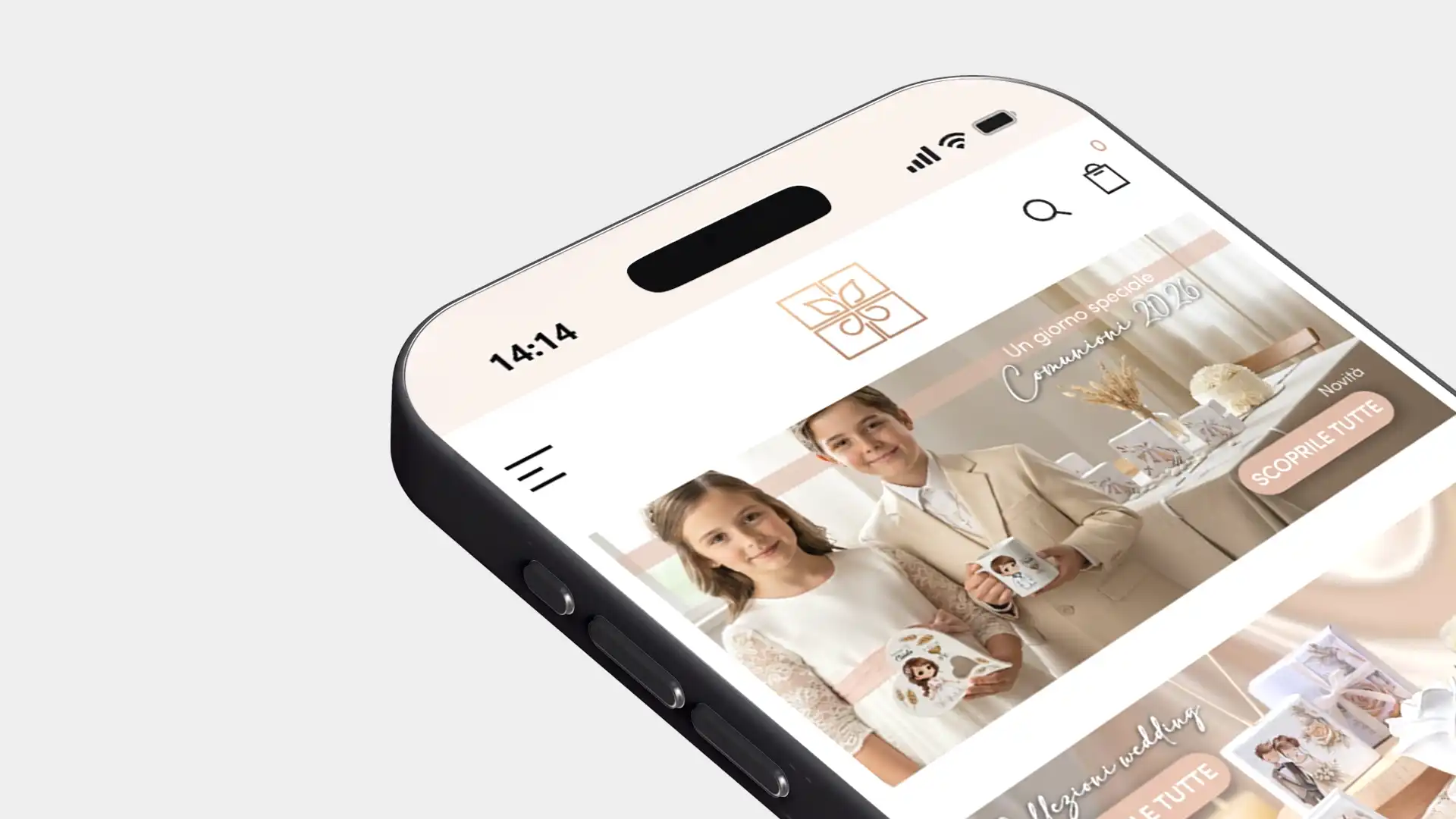 Visualizzazione della homepage del sito LeBombon.it su dispositivo mobile