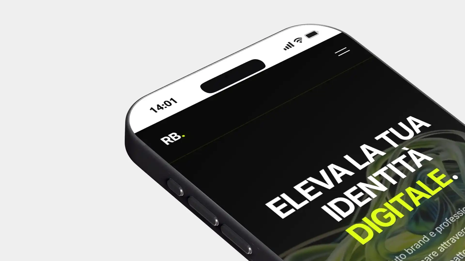 Anteprima della homepage del sito RB su dispositivo mobile
